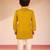 boys mustard satin kurta pajama set - geometric embroidery navratri