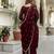 women's art silk embroidery sequence work kurta pant set with dupatta for women