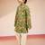 boys green cotton kurta pajama set - digital floral print navratri