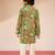 boys green cotton kurta pajama set - digital floral print navratri
