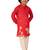 boys red muslin elephant print kurta with cream pyjama set
