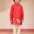 boys red muslin elephant print kurta with cream pyjama set