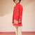 boys red muslin elephant print kurta with cream pyjama set
