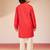 boys red muslin elephant print kurta with cream pyjama set