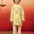 boys yellow rayon animal print kurta with cream pyjama set - diwali special