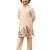 boys beige rayon elephant giraffe print kurta with cream pyjama set