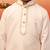boys beige rayon elephant giraffe print kurta with cream pyjama set