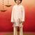 boys beige rayon elephant giraffe print kurta with cream pyjama set