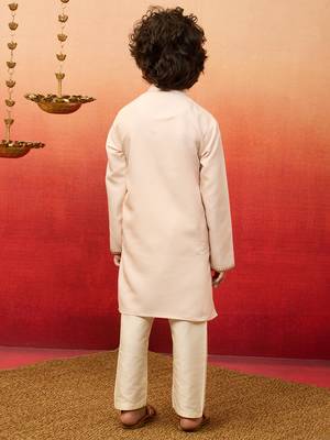  beige rayon elephant giraffe print kurta with cream pyjama set 5