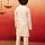 boys beige rayon elephant giraffe print kurta with cream pyjama set