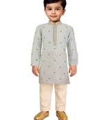  aqua satin floral kurta pajama set - premium navratri wear