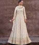 women's georgette embroidery sequence work anarkali kurta pant set with dupatta for women