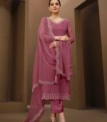 women's chiffon swarovski zarkan work kurta pant set with dupatta for women