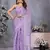 ready to wear lavender ethnic motifs printed saree with unstitched blouse