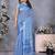 Light blue ethnic motifs printed ready to wear saree with unstitched blouse