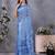 Light blue ethnic motifs printed ready to wear saree with unstitched blouse