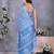 Light blue ethnic motifs printed ready to wear saree with unstitched blouse