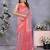 Peach bandhani printed ready to wear saree with unstitched blouse