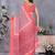 Peach bandhani printed ready to wear saree with unstitched blouse