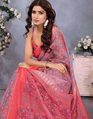ready made peach bandhani printed saree 5