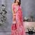 Peach floral printed with jamdani  ready to wear saree with unstitched blouse