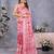 Peach floral printed with jamdani  ready to wear saree with unstitched blouse