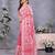 Peach floral printed with jamdani  ready to wear saree with unstitched blouse