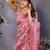 Peach floral printed with jamdani  ready to wear saree with unstitched blouse