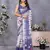 pre-stitched white batik printed saree