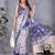 White batik printed ready to wear saree with unstitched blouse