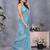 Ocean Blue batik printed ready to wear saree with unstitched blouse