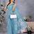 Ocean Blue batik printed ready to wear saree with unstitched blouse