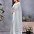 Off white batik printed ready to wear saree with unstitched blouse
