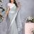 Off white batik printed ready to wear saree with unstitched blouse