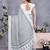 Off white batik printed ready to wear saree with unstitched blouse