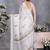 White block printed ready to wear saree with unstitched blouse