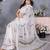 White block printed ready to wear saree with unstitched blouse