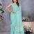 Light green block printed ready to wear saree with unstitched blouse