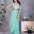 Light green block printed ready to wear saree with unstitched blouse