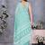 Light green block printed ready to wear saree with unstitched blouse