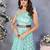 Light green block printed ready to wear saree with unstitched blouse