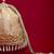 Beige embroidered  silk potli bag