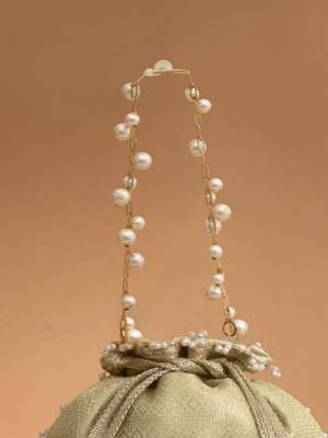Mint  embroidered  silk potli bag 4