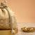 Cream embroidered  silk potli bag
