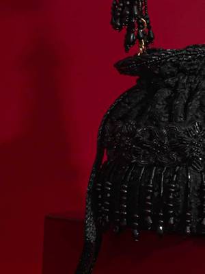Black embroidered silk potli bag 3