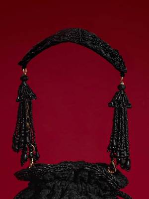 Black embroidered silk potli bag 5