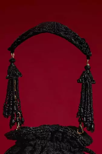 Black embroidered silk potli bag
