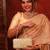 Beige floral embroidered silk clutch