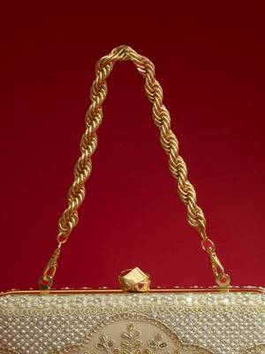 Beige floral embroidered silk clutch 5