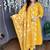 Yellow floral printed cotton kurta and pant set with dupatta